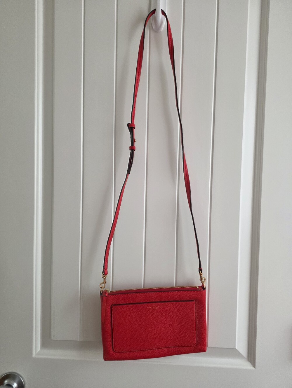 EUC Tory Burch Red Pebbled Leather Crossbody Bag - Picture 2 of 8